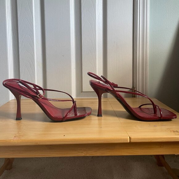 Steve Madden Annie Wine Patent Strappy Heels Size 8 - Picture 4 of 8